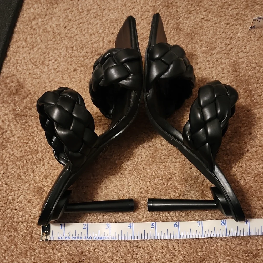 Liliana Elegant Black Braided Heels